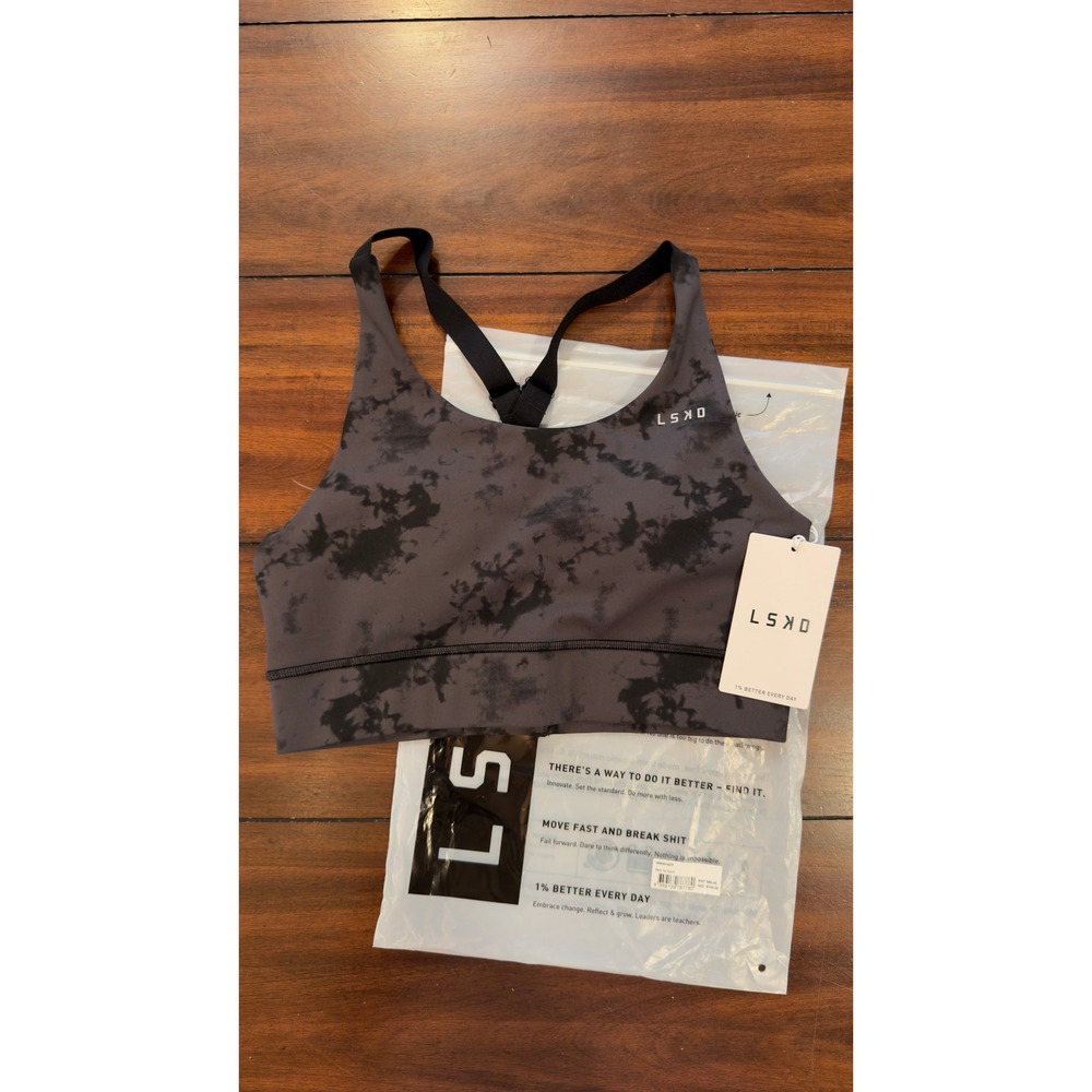 LSKD Accelerate Sports Bra Black Tie Dye WBRA01427P Women's Size Medium NWT